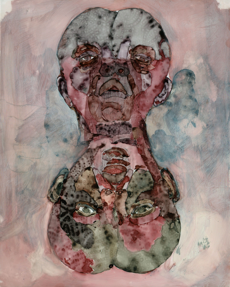 Disappear Into Myself. 2013. 11″ x 14″. Ink, charcoal, graphite, and oil bar on polypropylene.
