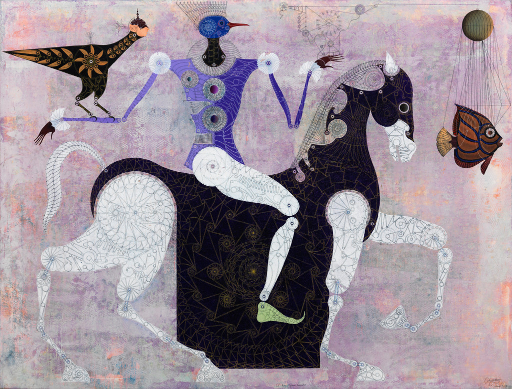20150712-El rey pájaro pescador. 2015. 179 x 234 cm. Óleo y lápices de acuarela sobre lino